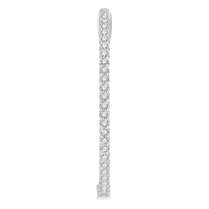 1 Ctw Inside-Out Round Cut Diamond Oval Shape Hoop Earrings in 14K White Gold