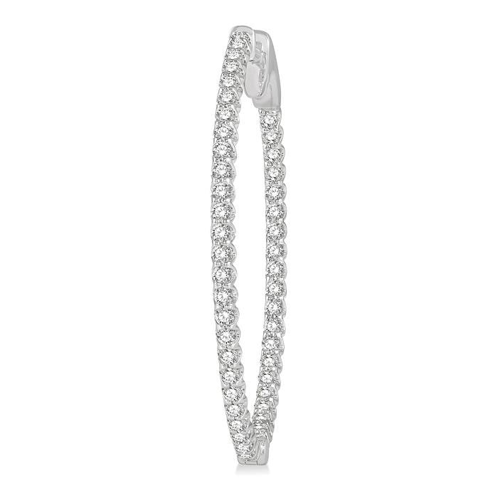 1 Ctw Inside-Out Round Cut Diamond Oval Shape Hoop Earrings in 14K White Gold