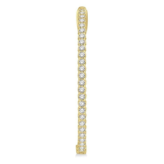 1 Ctw Inside-Out Round Cut Diamond Oval Shape Hoop Earrings in 14K Yellow Gold