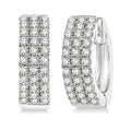 1/2 Ctw Triple Row Round Cut Diamond Petite Fashion Huggie Earrings in 14K White Gold