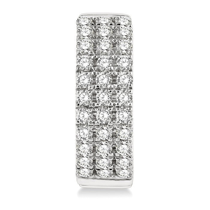1/2 Ctw Triple Row Round Cut Diamond Petite Fashion Huggie Earrings in 14K White Gold
