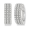 Three Row Diamond Petite Huggie Earrings
