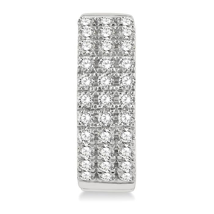 Three Row Diamond Petite Huggie Earrings