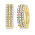 1/2 Ctw Triple Row Round Cut Diamond Huggie Petite Earrings in 14K Yellow Gold