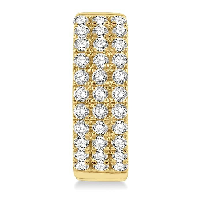 1/2 Ctw Triple Row Round Cut Diamond Huggie Petite Earrings in 14K Yellow Gold