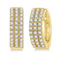 Three Row Diamond Petite Huggie Earrings