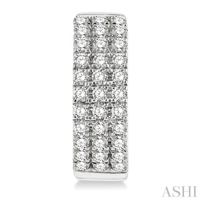 1/2 Ctw Triple Row Round Cut Diamond Petite Fashion Huggie Earrings in 14K White Gold