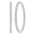 10 Ctw Inside-Out Round Cut Diamond 1 3/4 Inch Hoop Earrings in 14K White Gold