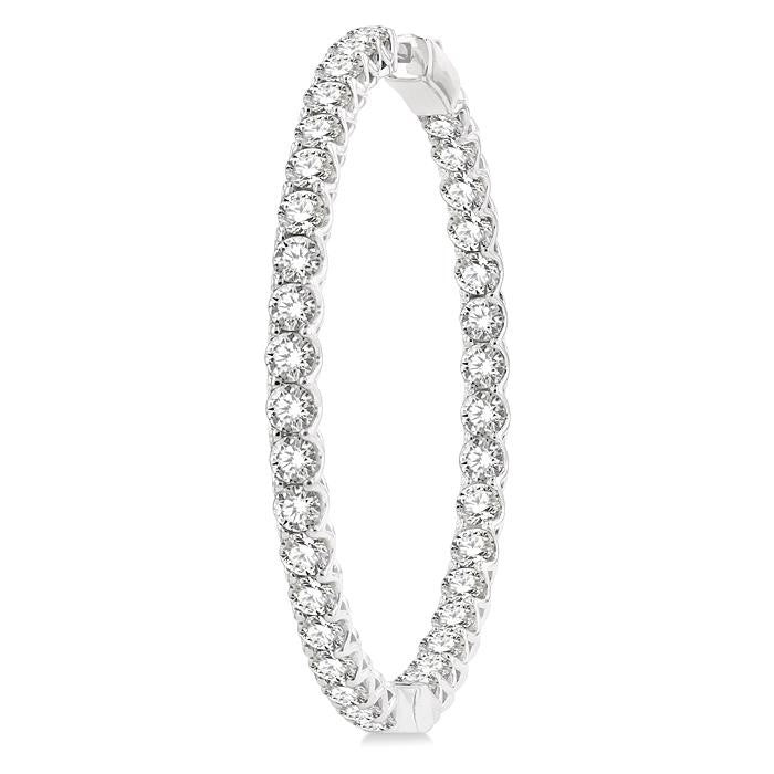 10 Ctw Inside-Out Round Cut Diamond 1 3/4 Inch Hoop Earrings in 14K White Gold