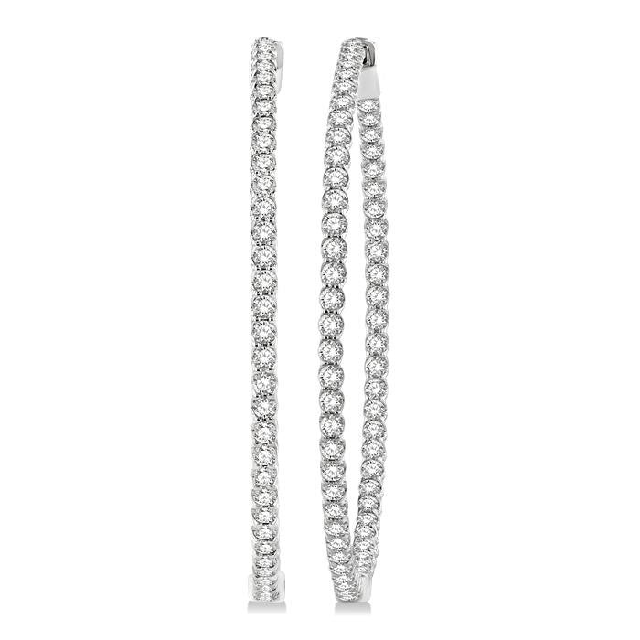 1 3/4-Inch Round Inside-Out Diamond Hoop Earrings
