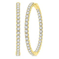 10 Ctw Inside-Out Round Cut Diamond 1 3/4 Inch Hoop Earrings in 14K Yellow Gold