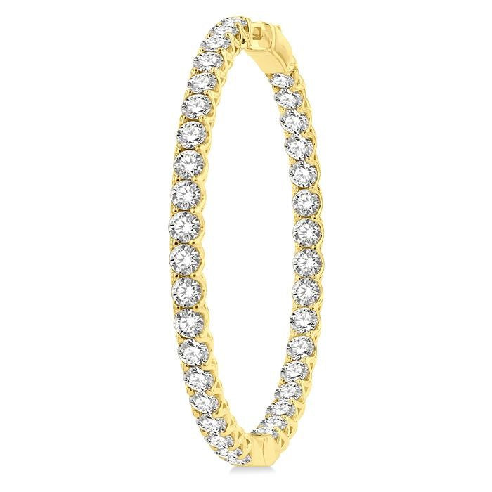 10 Ctw Inside-Out Round Cut Diamond 1 3/4 Inch Hoop Earrings in 14K Yellow Gold