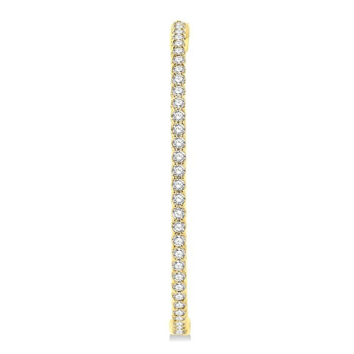 3 Ctw Inside-Out Round Cut Diamond 1 3/4 Inch Hoop Earrings in 14K Yellow Gold