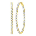 5 Ctw Inside-Out Round Cut Diamond 1 3/4 Inch Hoop Earrings in 14K Yellow Gold