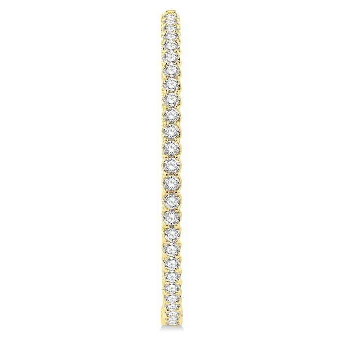 5 Ctw Inside-Out Round Cut Diamond 1 3/4 Inch Hoop Earrings in 14K Yellow Gold