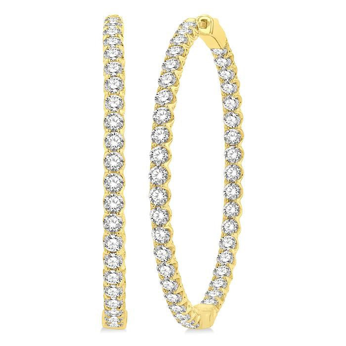 1 3/4-Inch Round Inside-Out Diamond Hoop Earrings