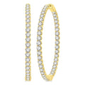 7 Ctw Inside-Out Round Cut Diamond 1 3/4 Inch Hoop Earrings in 14K Yellow Gold