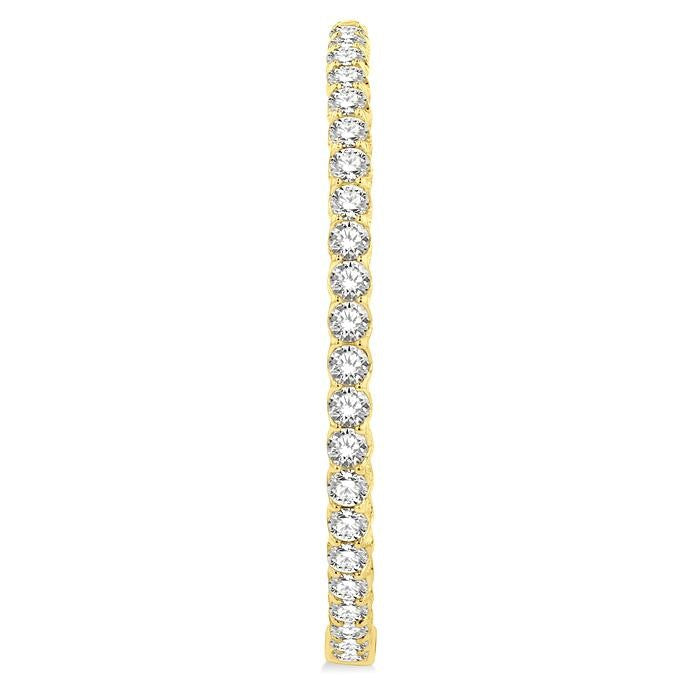 7 Ctw Inside-Out Round Cut Diamond 1 3/4 Inch Hoop Earrings in 14K Yellow Gold