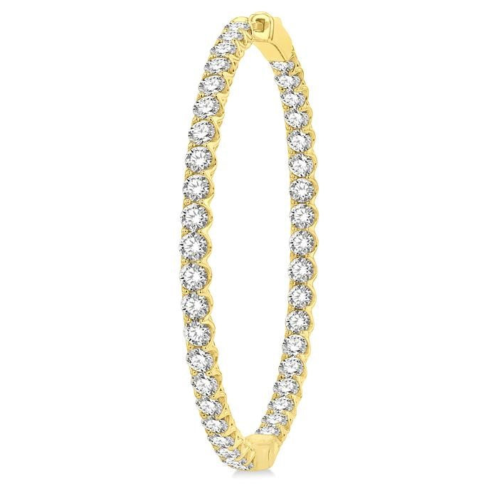 7 Ctw Inside-Out Round Cut Diamond 1 3/4 Inch Hoop Earrings in 14K Yellow Gold