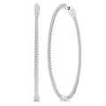1 Ctw Inside-Out Round Cut Diamond 1 3/4 Inch Hoop Earrings in 14K White Gold