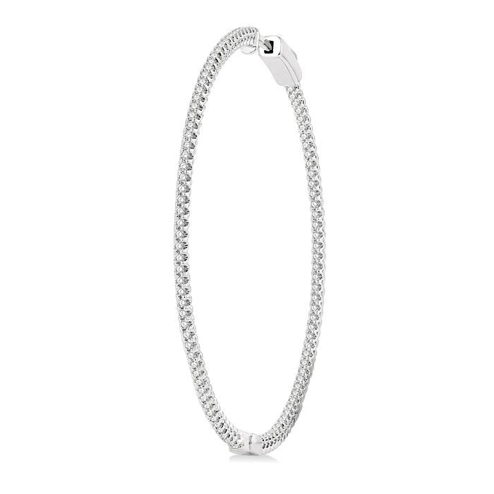 1 Ctw Inside-Out Round Cut Diamond 1 3/4 Inch Hoop Earrings in 14K White Gold