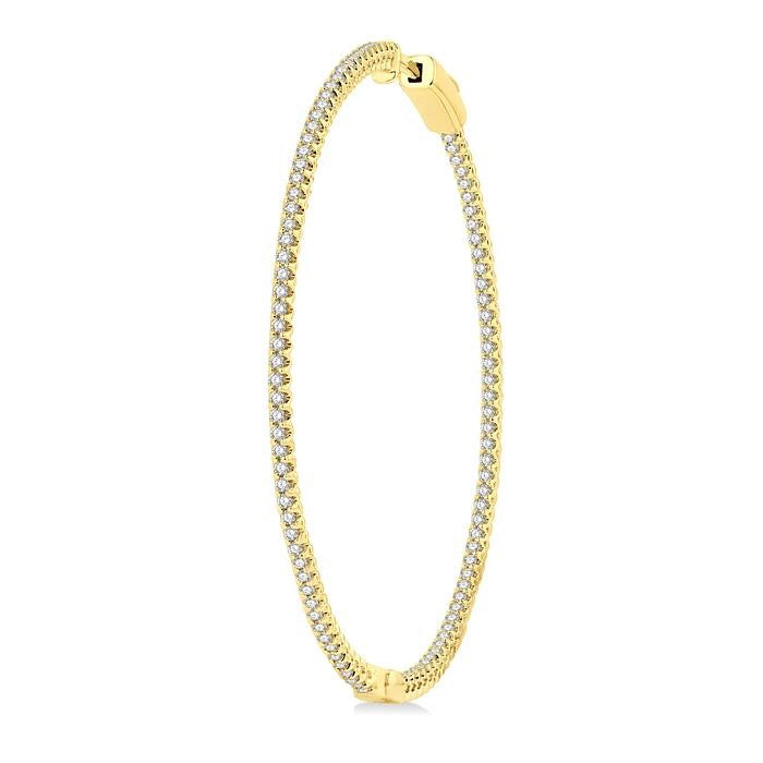 1 Ctw Inside-Out Round Cut Diamond 1 3/4 Inch Hoop Earrings in 14K Yellow Gold
