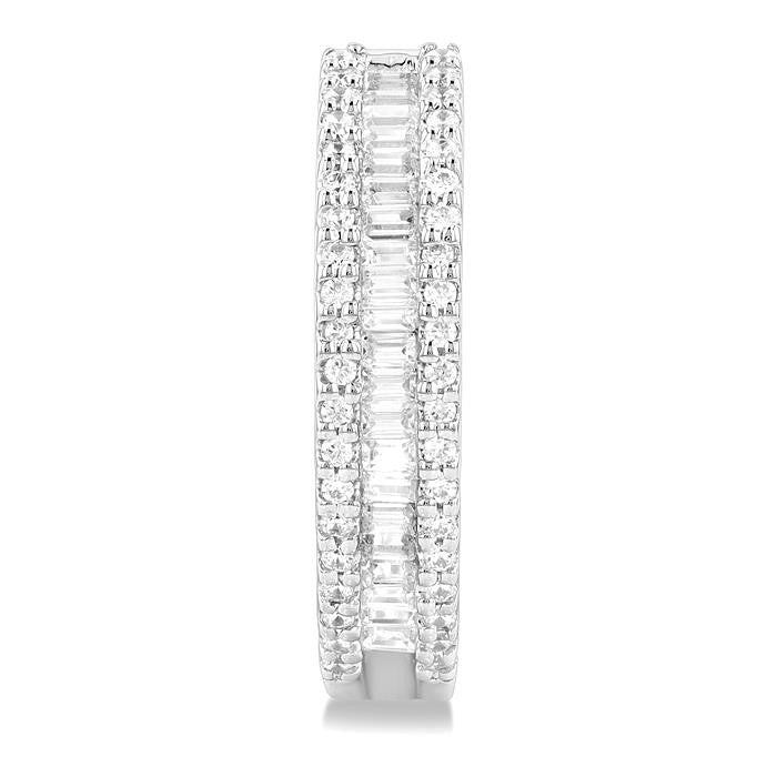 1/2 Ctw Baguette and Round Cut Diamond Fashion Hoop Earrings in 14K White Gold