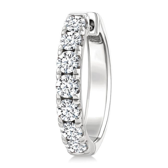 1 1/2 Ctw Round Cut Diamond Hoop Earrings in 14K White gold