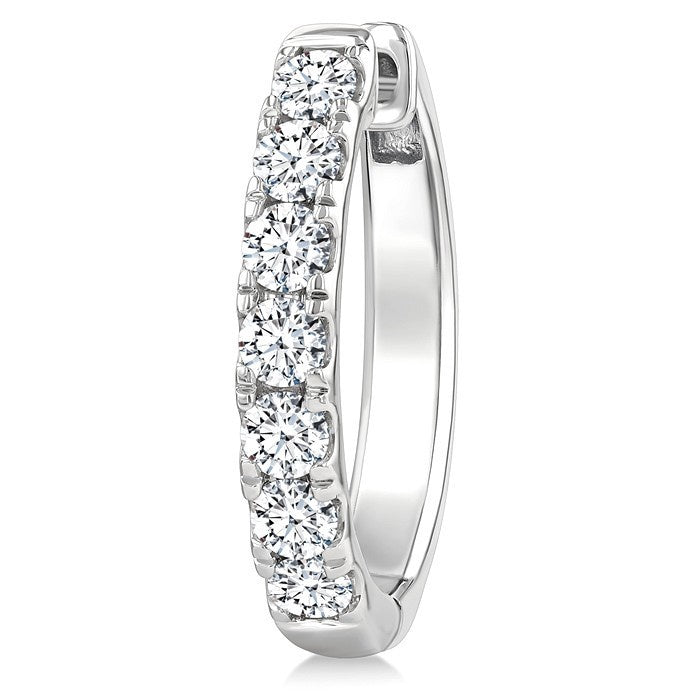 3 Ctw Round Cut Diamond Hoop Earrings in 14K White gold