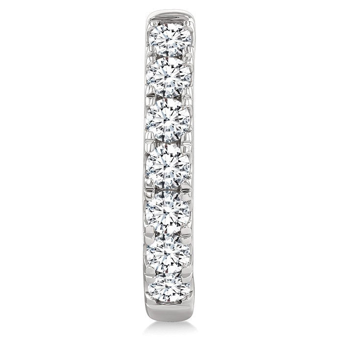 3 Ctw Round Cut Diamond Hoop Earrings in 14K White gold