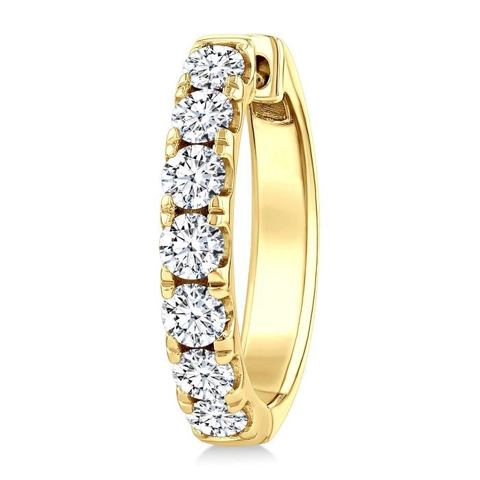 1 1/2 Ctw Round Cut Diamond Fashion Hoop Earrings in 14K Yellow Gold