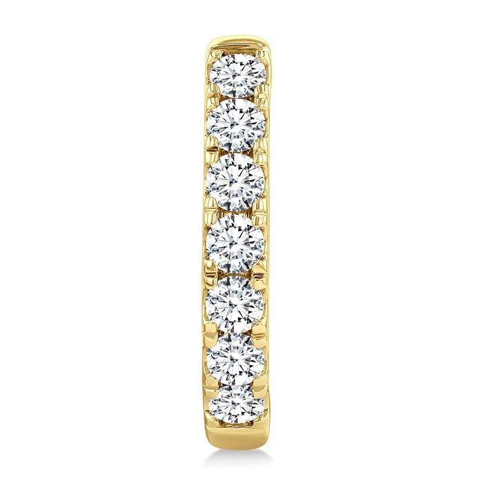 2 Ctw Round Cut Diamond Fashion Hoop Earrings in 14K Yellow Gold