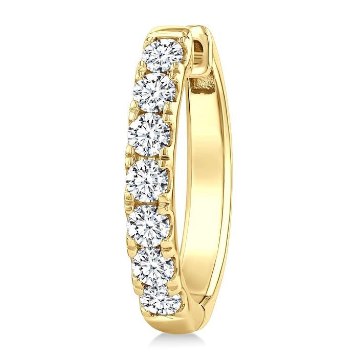 2 Ctw Round Cut Diamond Fashion Hoop Earrings in 14K Yellow Gold