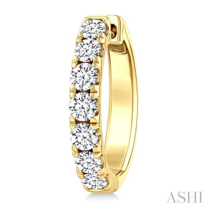 1 1/2 Ctw Round Cut Diamond Fashion Hoop Earrings in 14K Yellow Gold