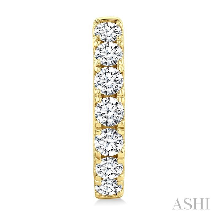 1 1/2 Ctw Round Cut Diamond Fashion Hoop Earrings in 14K Yellow Gold