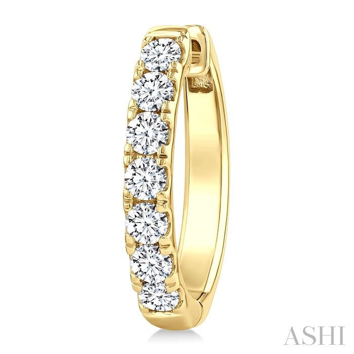 2 Ctw Round Cut Diamond Fashion Hoop Earrings in 14K Yellow Gold