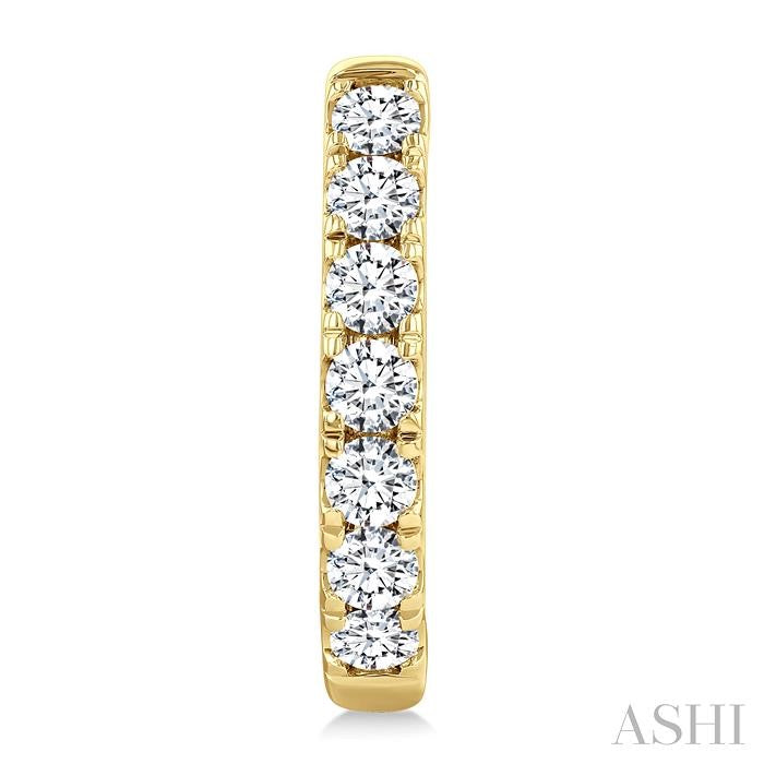 2 Ctw Round Cut Diamond Fashion Hoop Earrings in 14K Yellow Gold