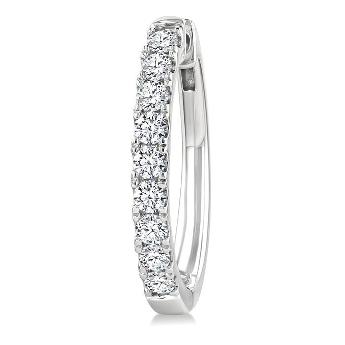 1 Ctw Round Cut Diamond Hoop Earrings in 14K White gold