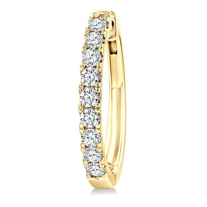 1 Ctw Round Cut Diamond Fashion Hoop Earrings in 14K Yellow Gold