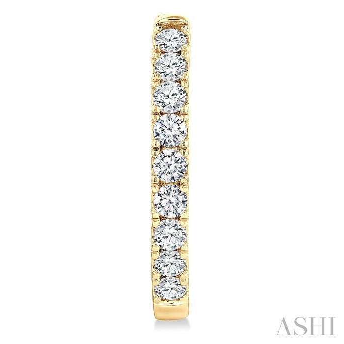 1 Ctw Round Cut Diamond Fashion Hoop Earrings in 14K Yellow Gold