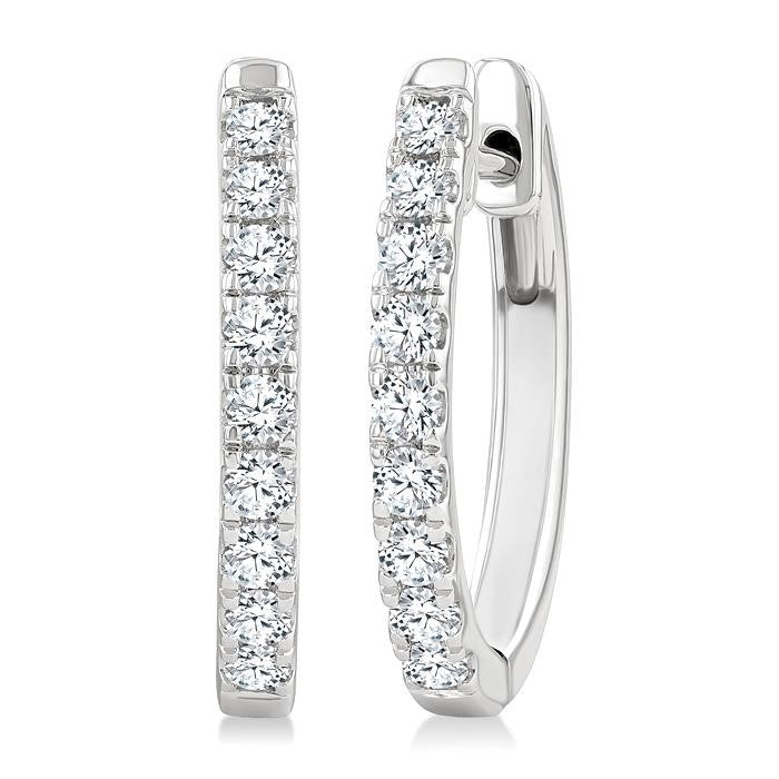 1/2 Ctw Round Cut Diamond Hoop Earrings in 14K White gold