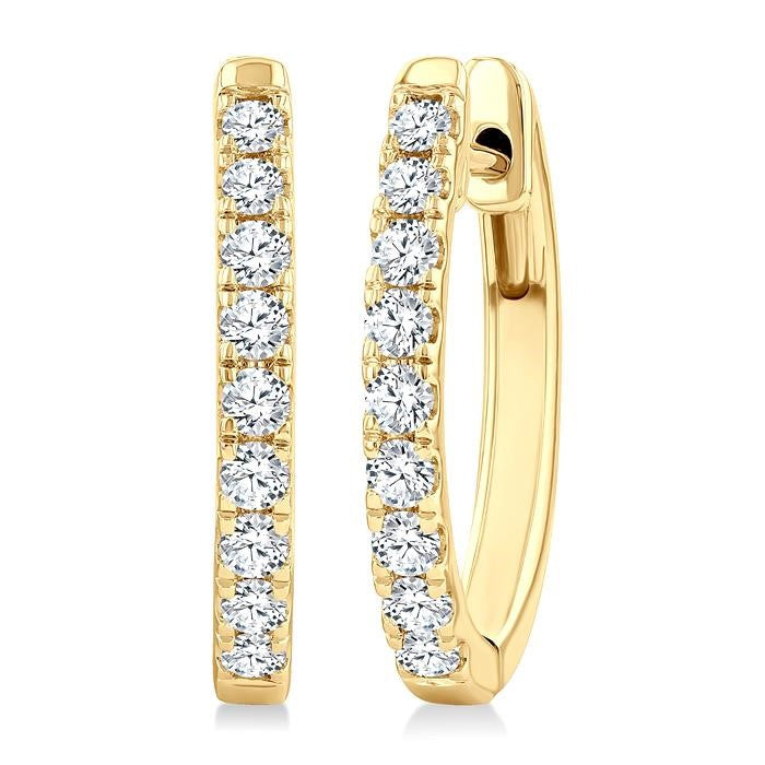 1/2 Ctw Round Cut Diamond Fashion Hoop Earrings in 14K Yellow Gold