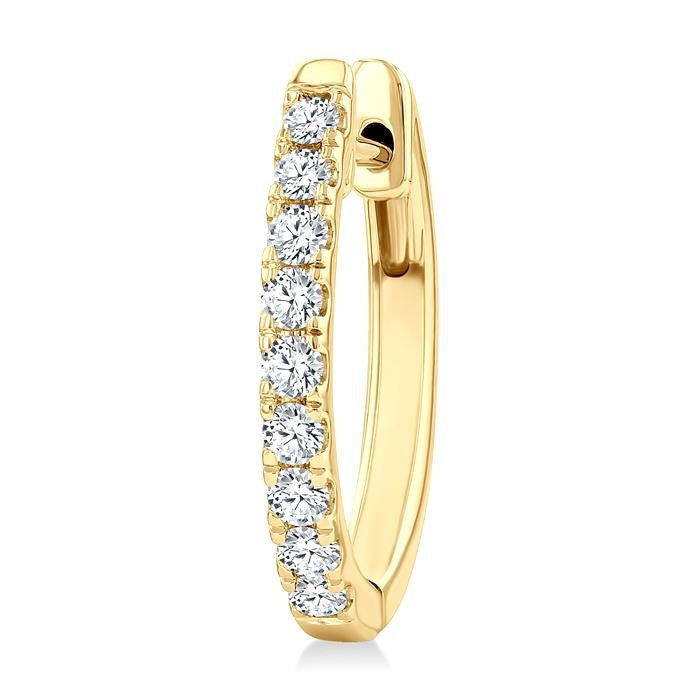 1/2 Ctw Round Cut Diamond Fashion Hoop Earrings in 14K Yellow Gold
