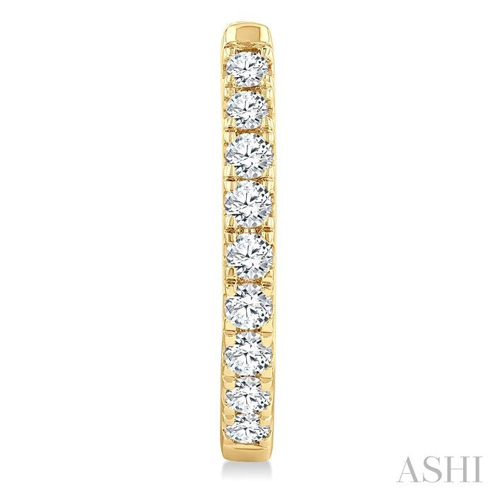 1/2 Ctw Round Cut Diamond Fashion Hoop Earrings in 14K Yellow Gold