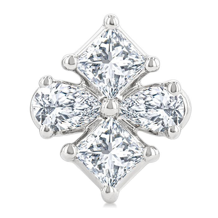1/3 Ctw Princess and Pear Cut Diamond Fashion Earrings in 14K White Gold