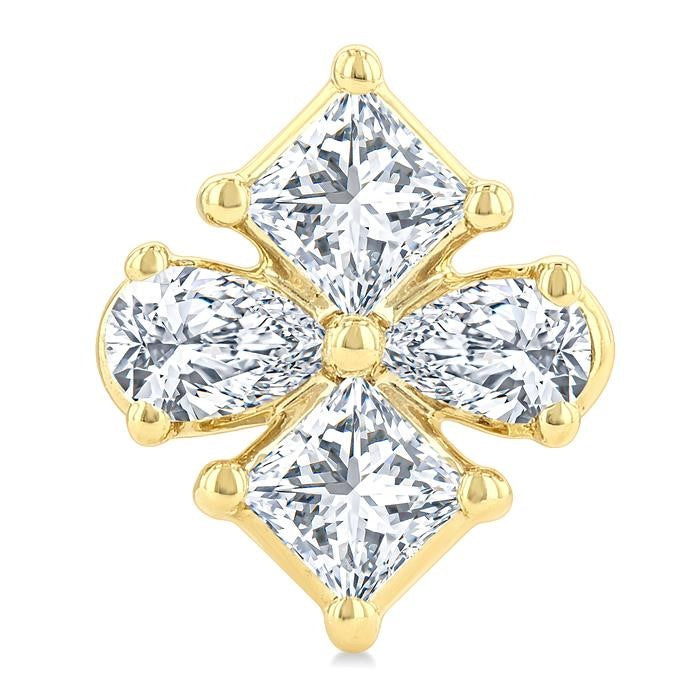 1/3 Ctw Princess and Pear Cut Diamond Fashion Earrings in 14K Yellow Gold