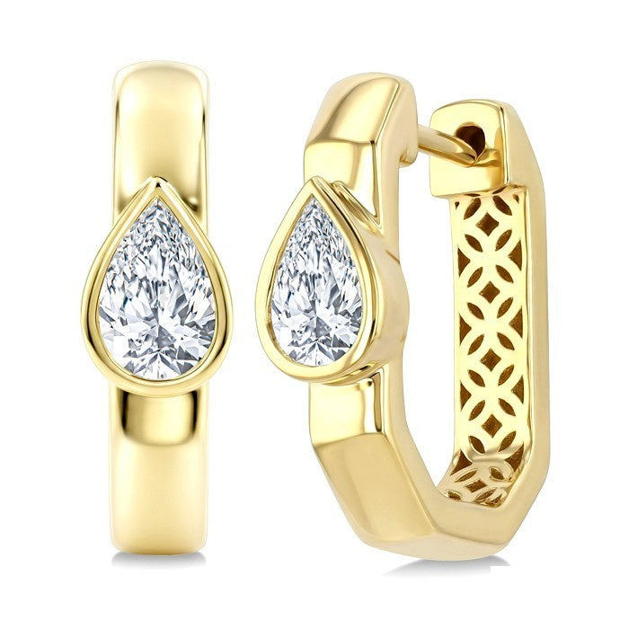 5/8 Ctw Pear Cut Diamond Fashion Hoop Earrings in 14K Yellow Gold