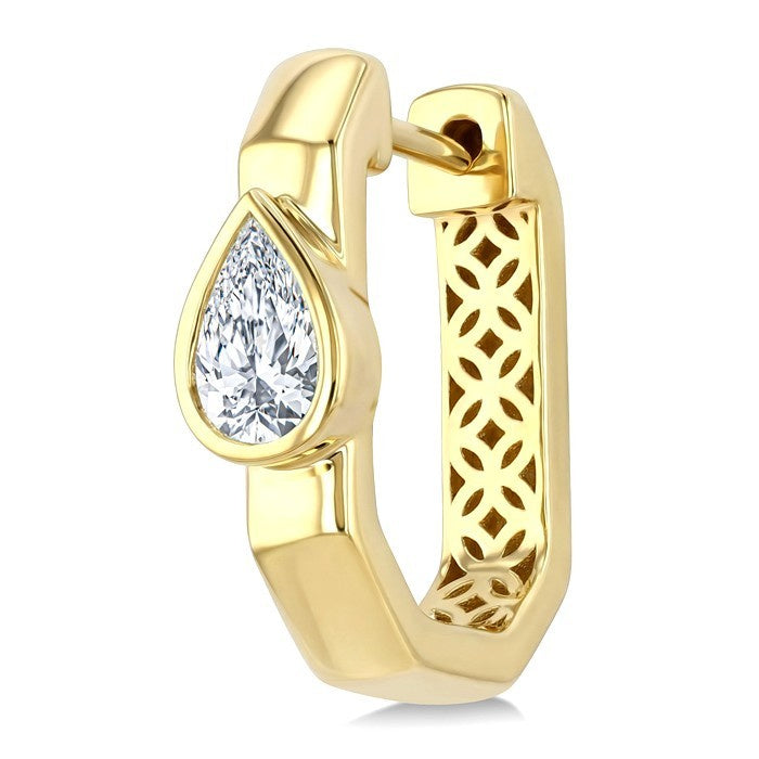 5/8 Ctw Pear Cut Diamond Fashion Hoop Earrings in 14K Yellow Gold