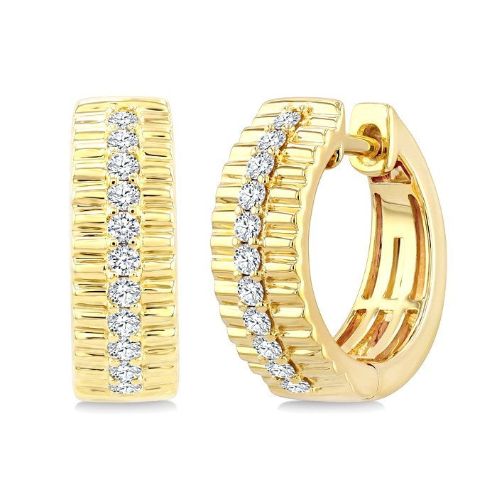 1/3 Ctw Round Cut Diamond Pirouette Hoop Earrings in 10K Yellow Gold