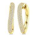 1/2 Ctw Round Cut Diamond Aeris Gold Semi Solid Fashion Hoop Earrings in 14K Yellow Gold